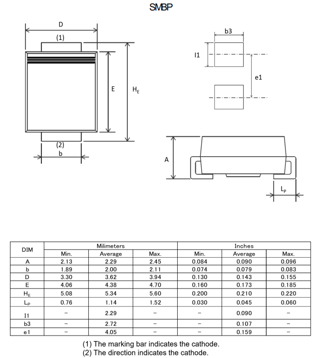 机械图纸 - ROHM Semiconductor RF202LB2S超快恢复二极管